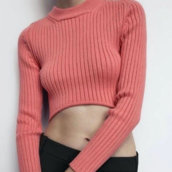 ZARA Cropped Rib Knit Sweater - Picture 2 of 8